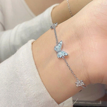 Butterfly bracelet on the wrist in daylight