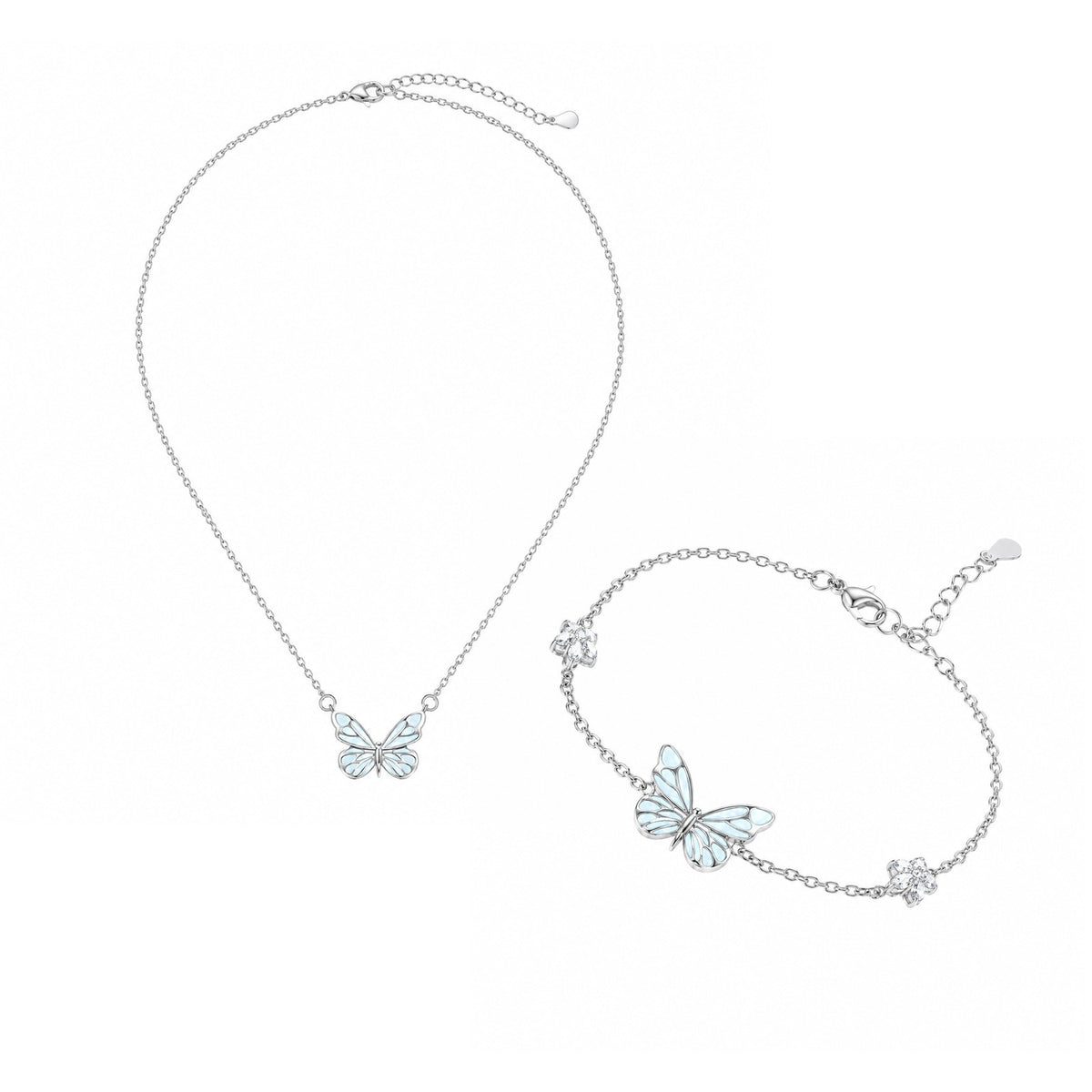 Butterfly necklace and matching butterfly bracelet